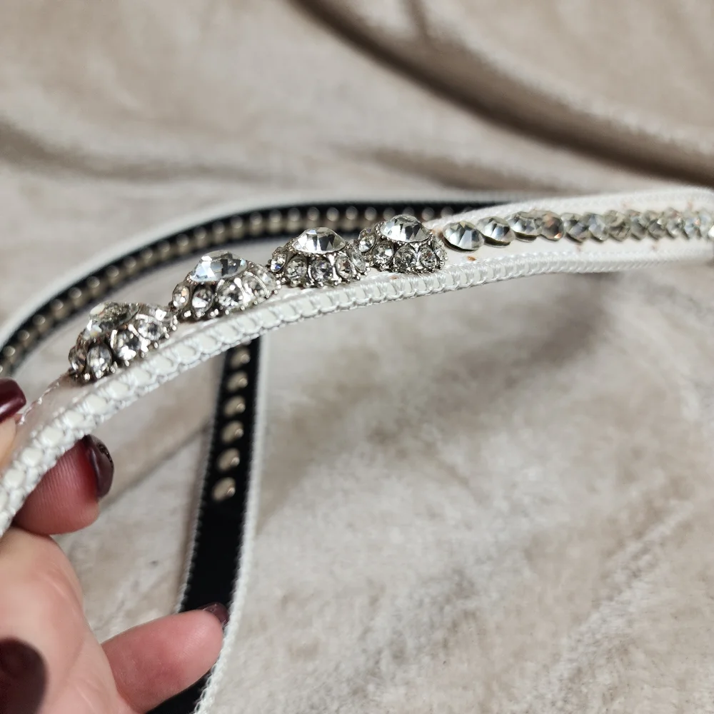 Off White Rhinestone Bling Belt 42